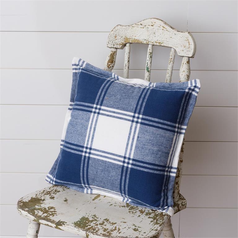 Brushed Blue Plaid Pillow