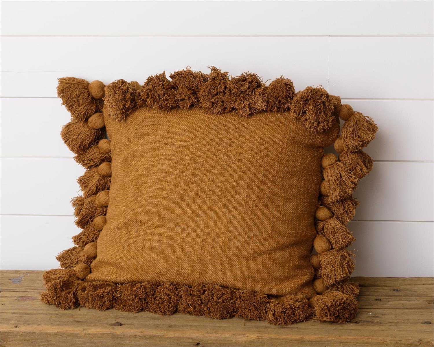 Rust Tassel Square Pillow