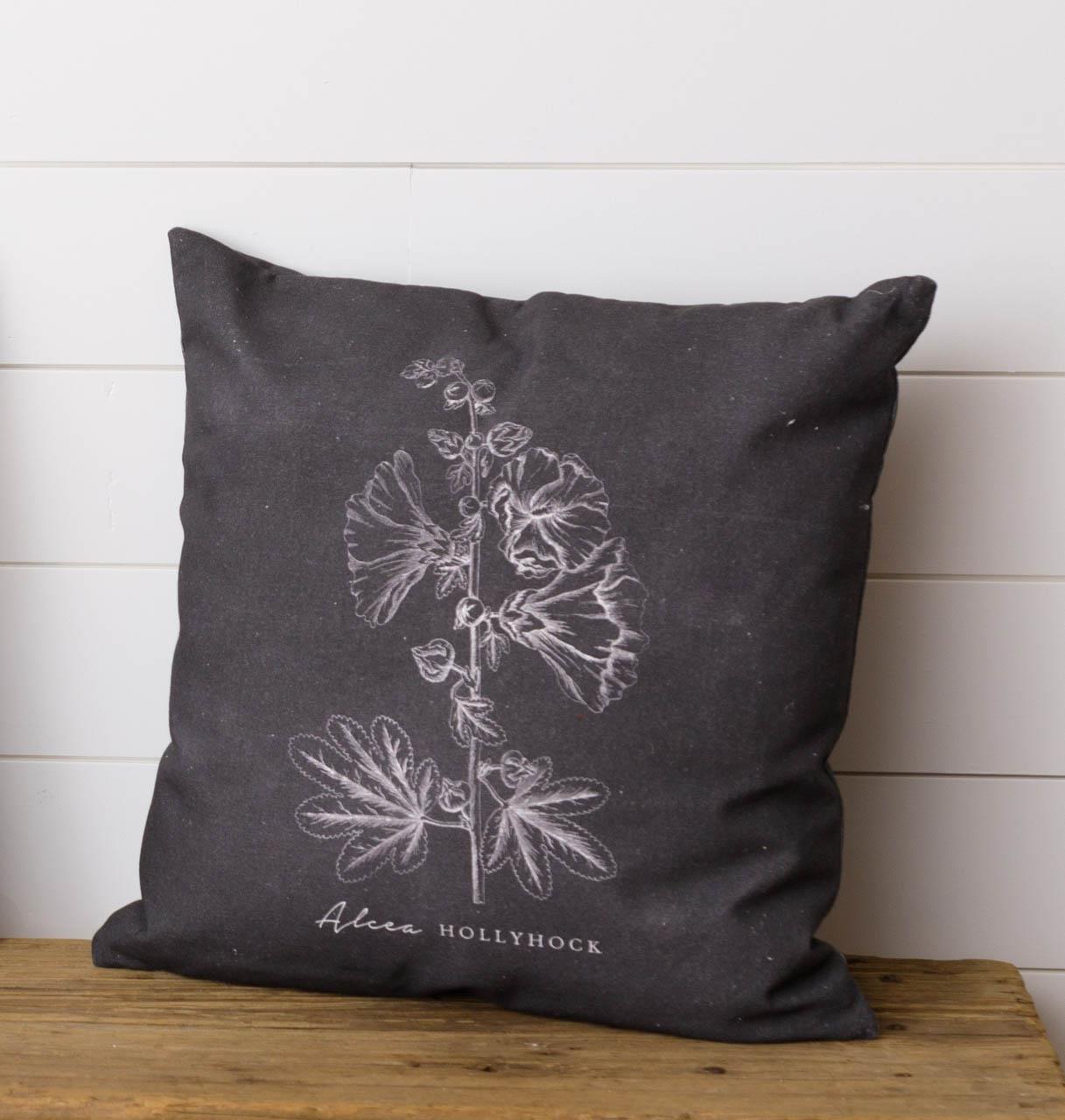 Hollyhock Botanical Pillow
