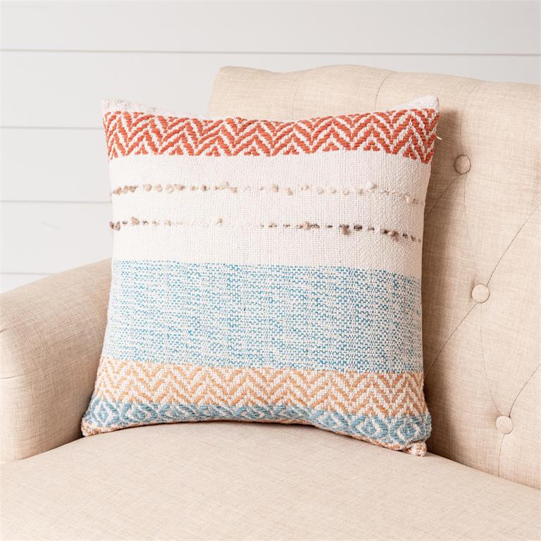 Knit Coral Stripes Pillow