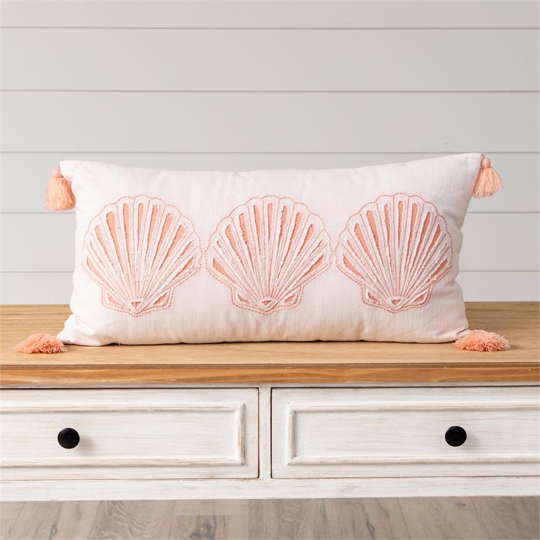 Pillow - Sea Shell Embroidery And Tassels