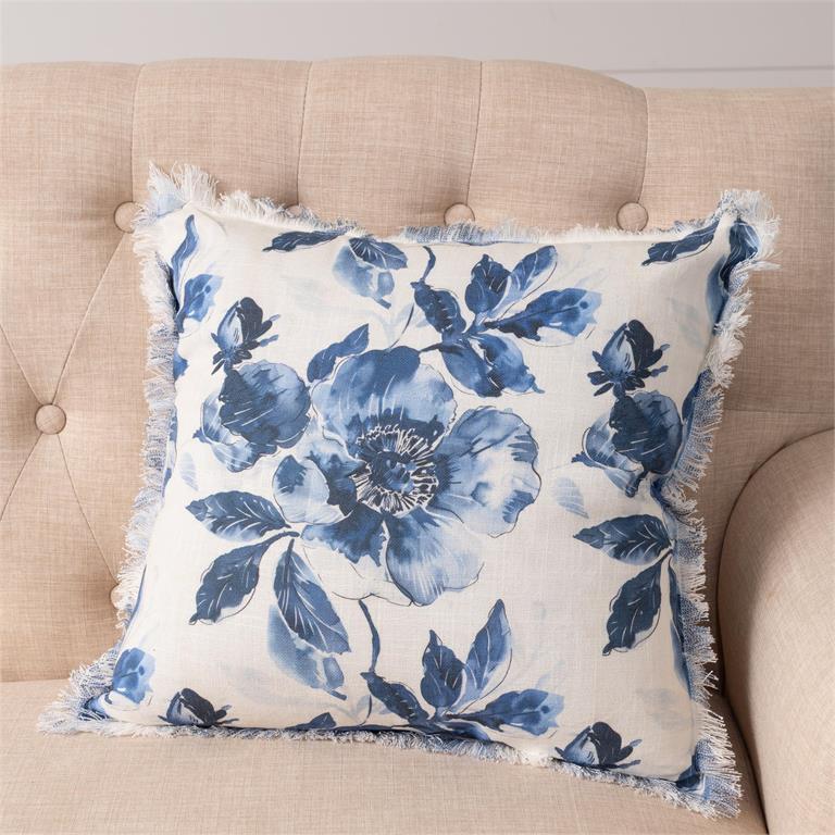 Watercolor Blue Floral Pillow