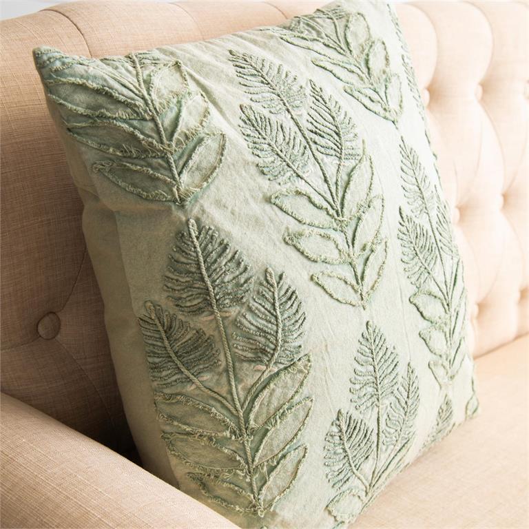 Stonewashed Sage Leaves Pillow