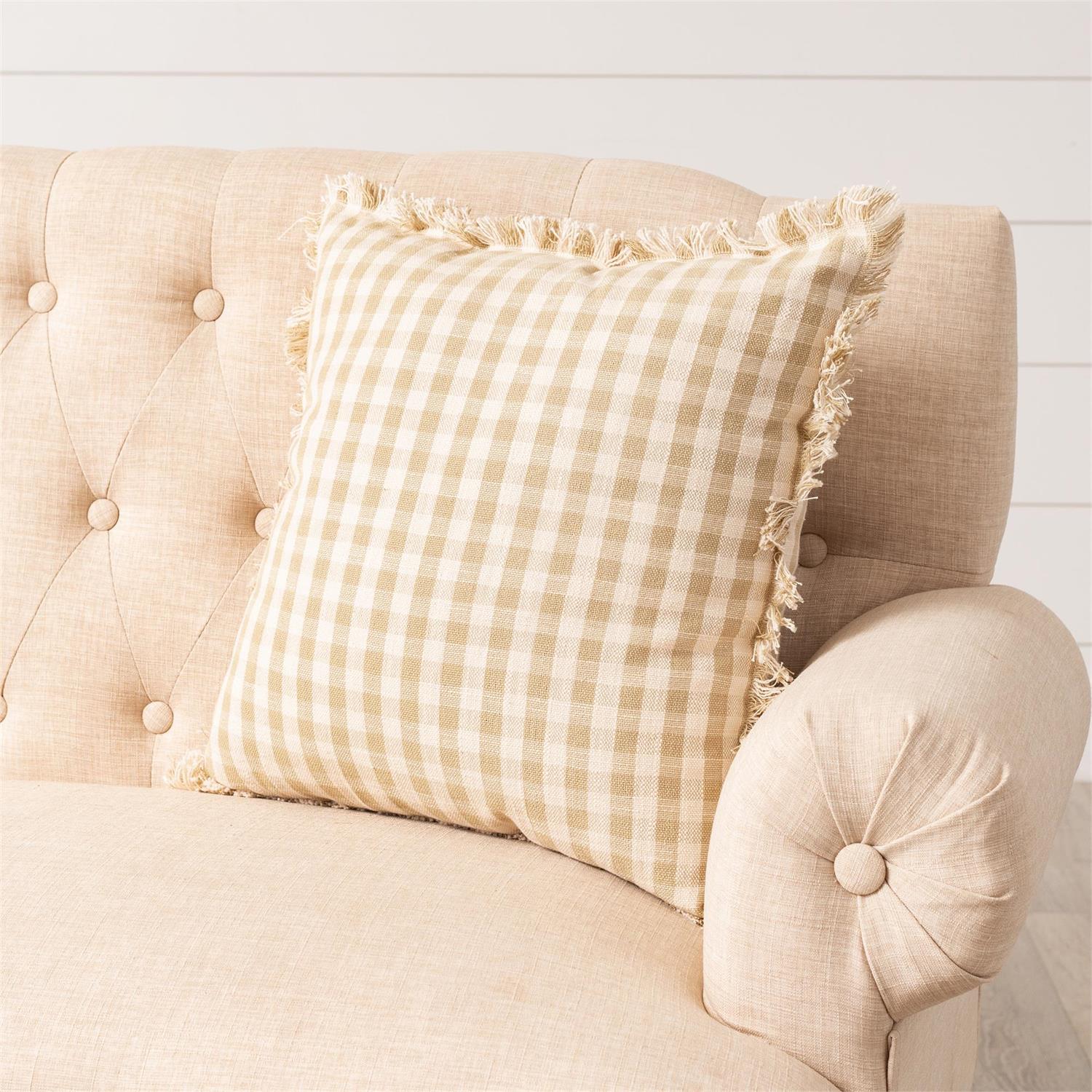 Tan and Cream Check Pillow