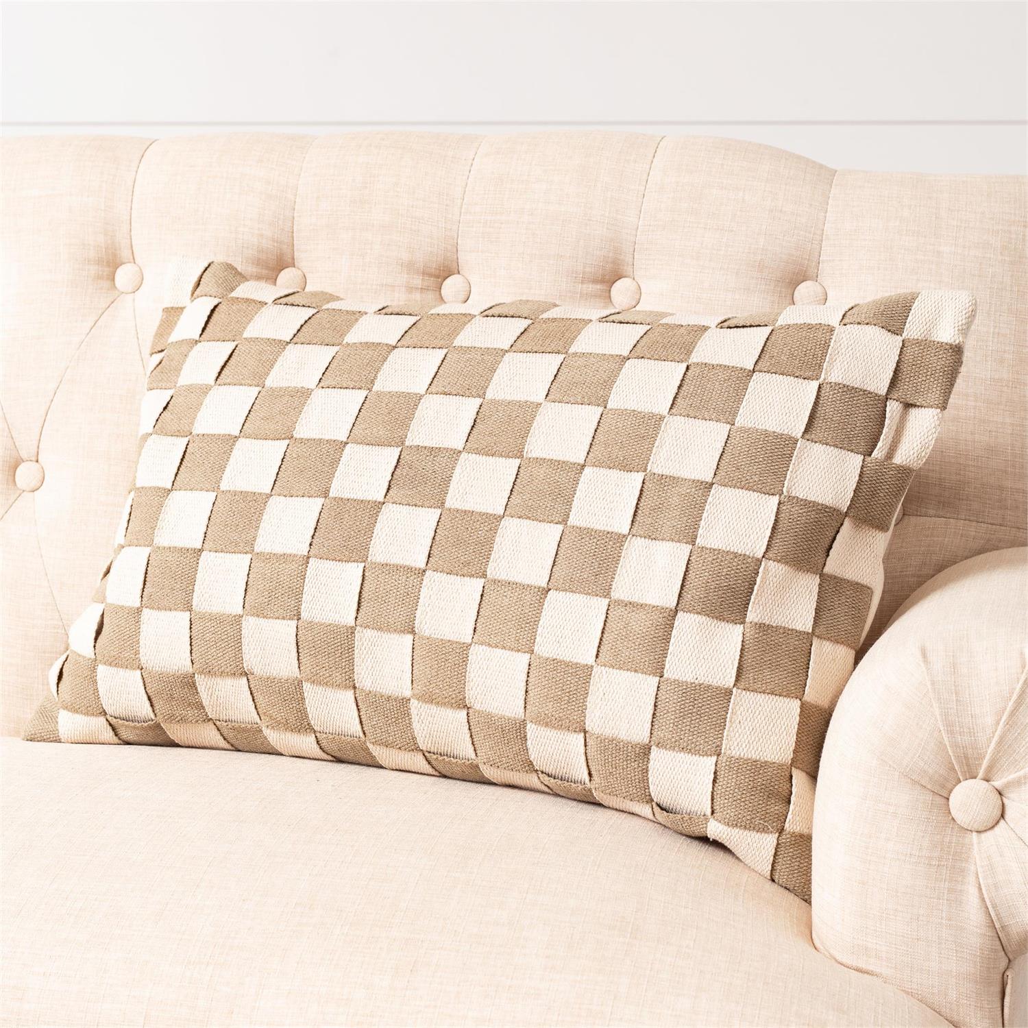 Woven Checkered Lumbar Pillow