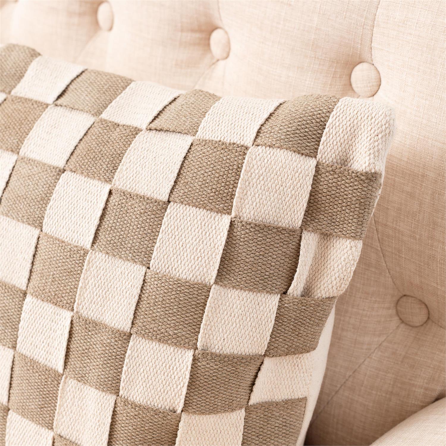 Woven Checkered Lumbar Pillow