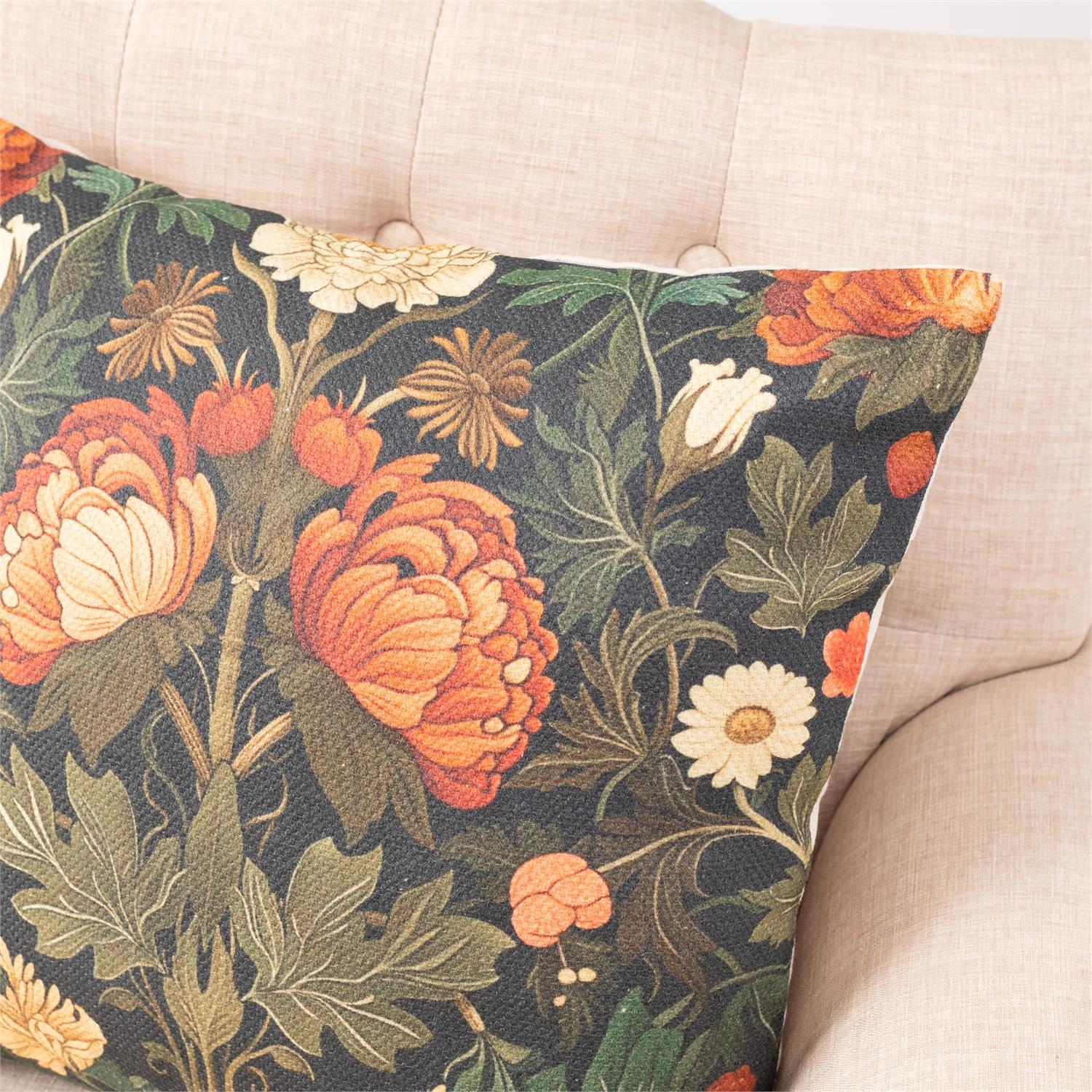 Moody Floral Print Pillow