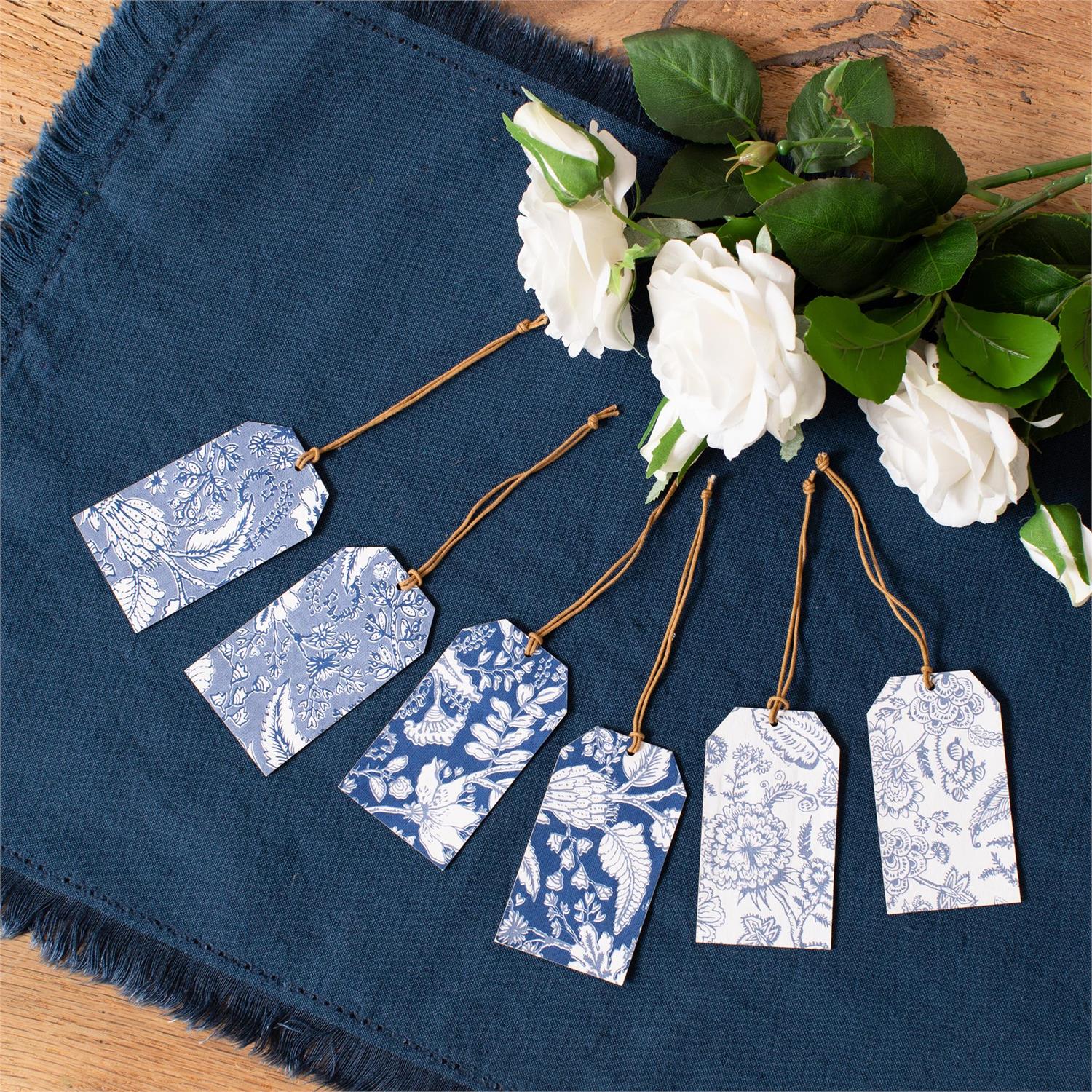 Gift Tags - Blue Block Prints - 6 Ct Box