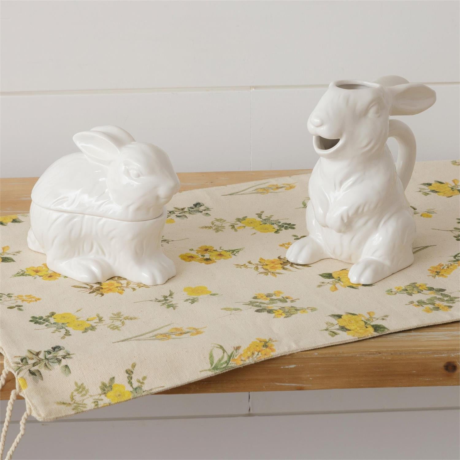 Ceramic Sugar and Creamer Rabbit Set
