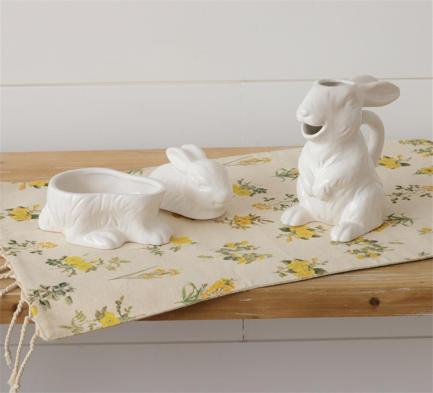 Ceramic Sugar and Creamer Rabbit Set