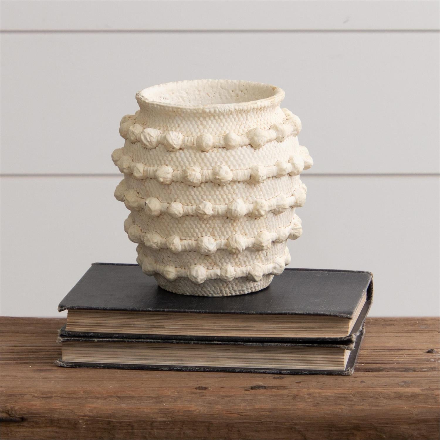 Ivory Textured Knot Cement Vase (S)