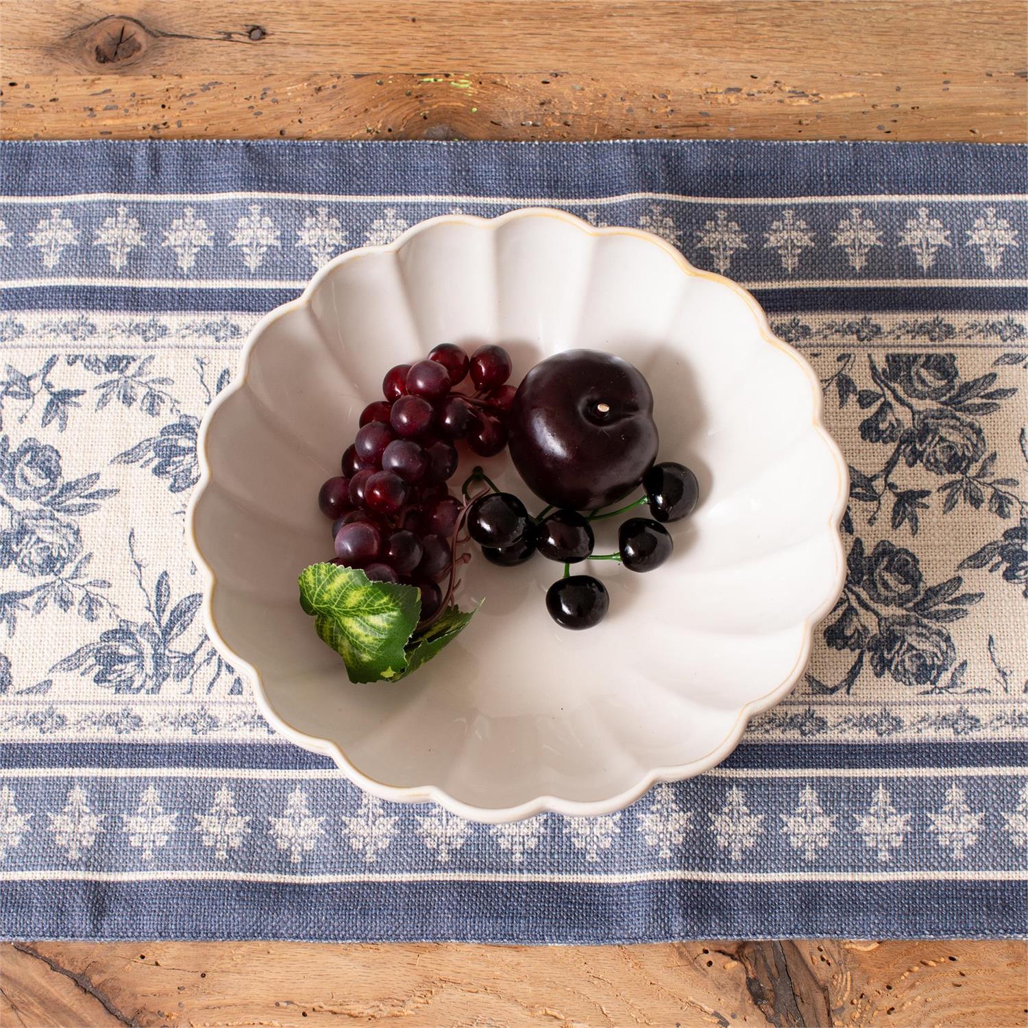 Serving Bowl - Cream Glaze Scalloped Edge