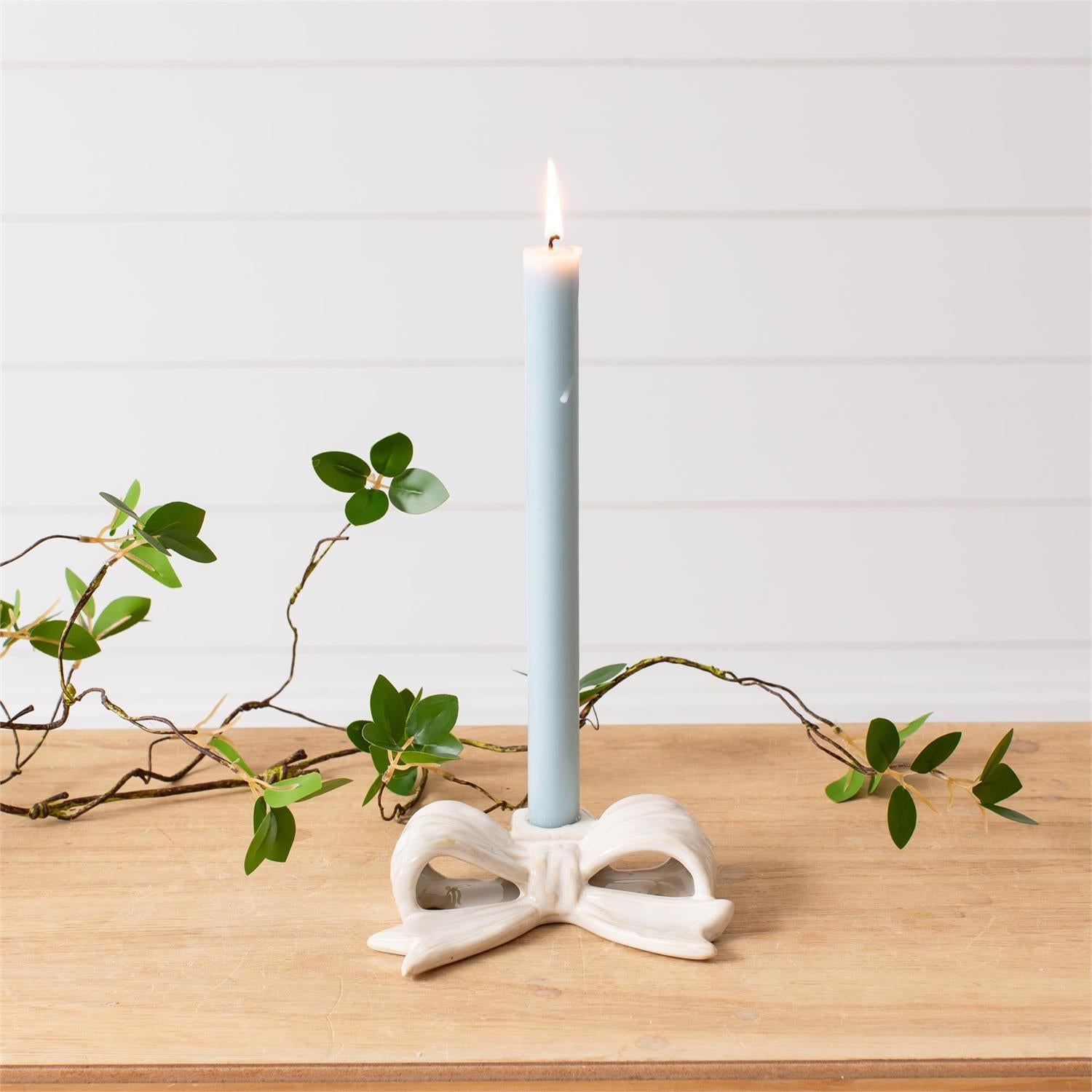 White Bow Shaped Candle Holder