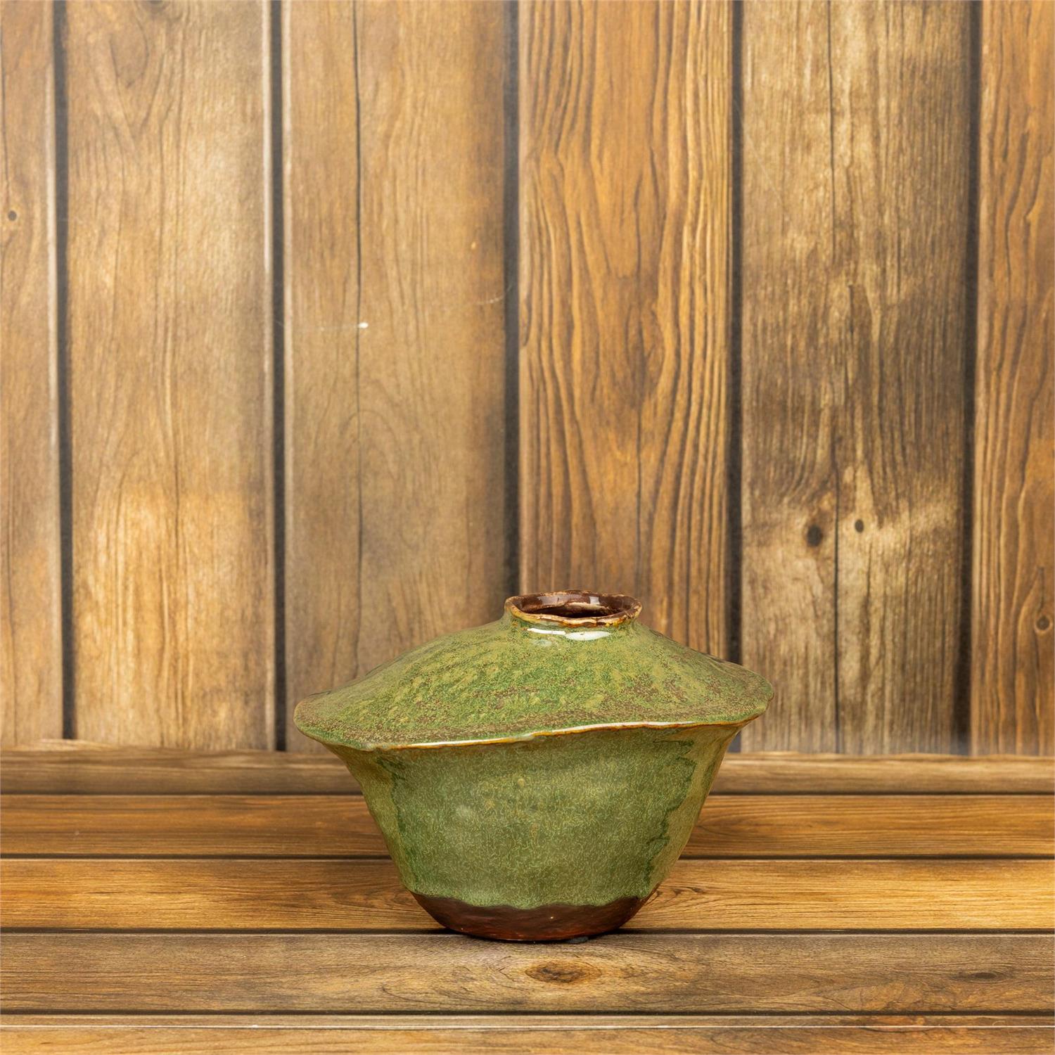 Freeform Vase - Green Reactive Glaze, Sm