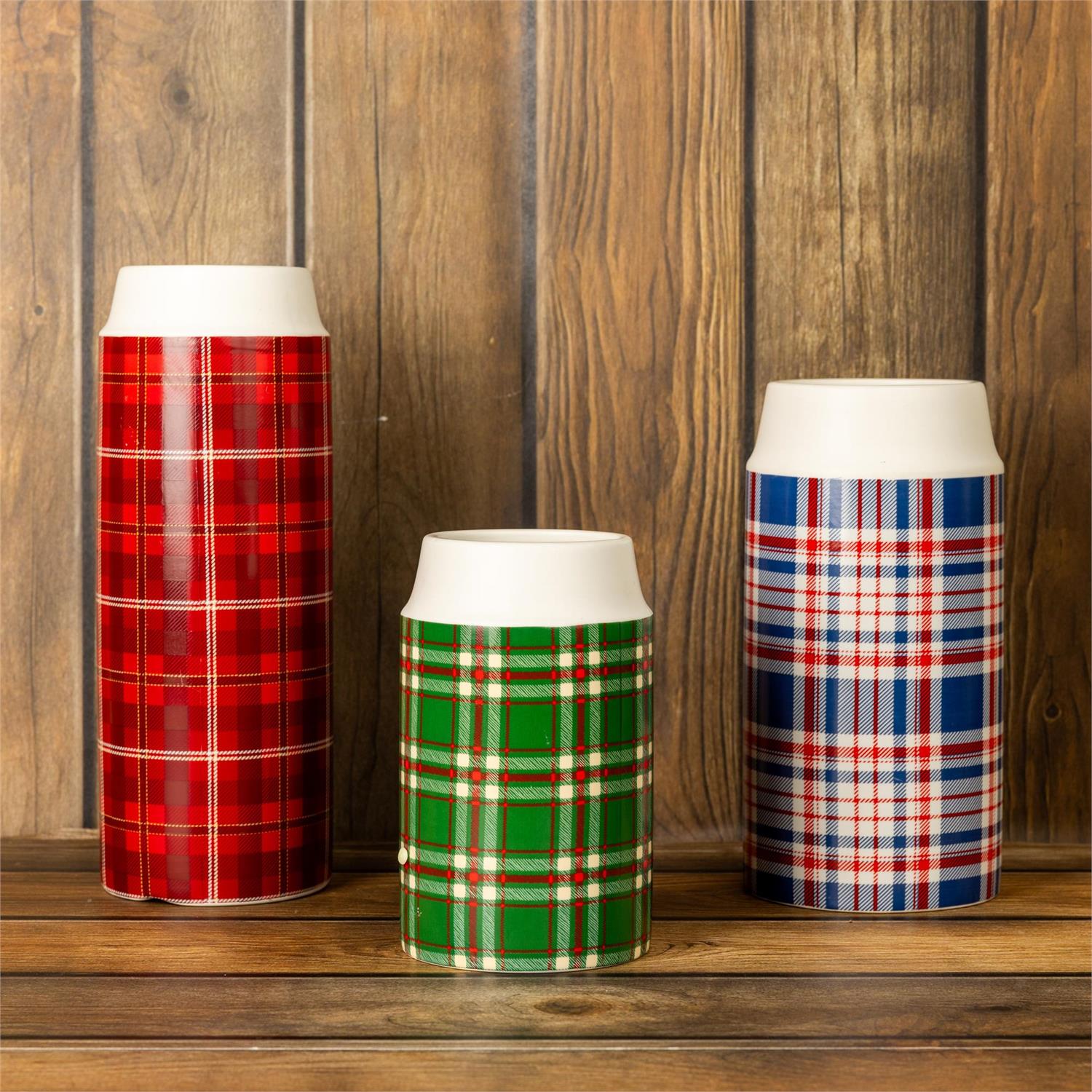 Vase - Thermos Inspired Plaid (S/3)