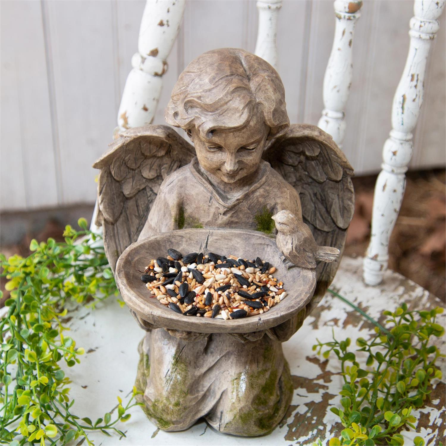 Kneeling Angel Figurine Holding Dish
