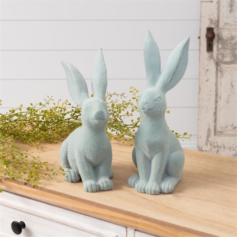Sage Flocked Rabbits (S/2)