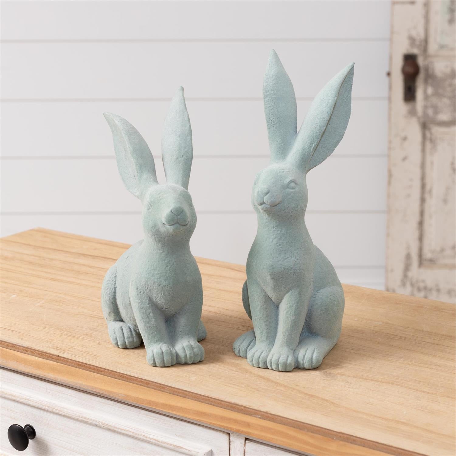 Sage Flocked Rabbits (S/2)