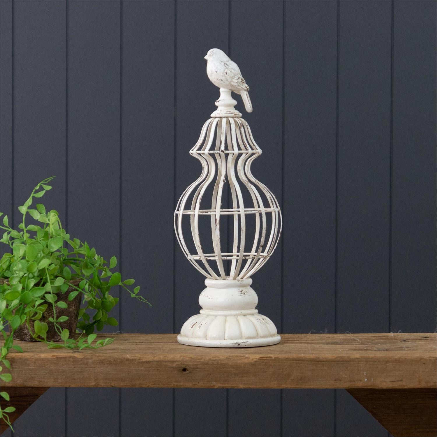 White Metal Bird Cage Finial (S)