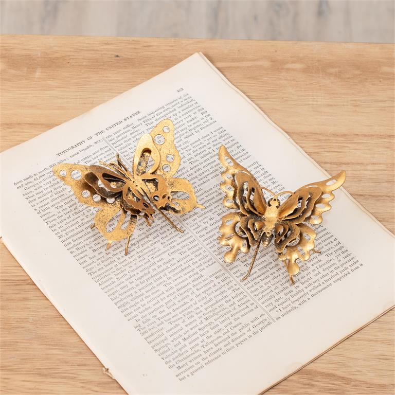 3D Metal Gold Butterflies (S/2)