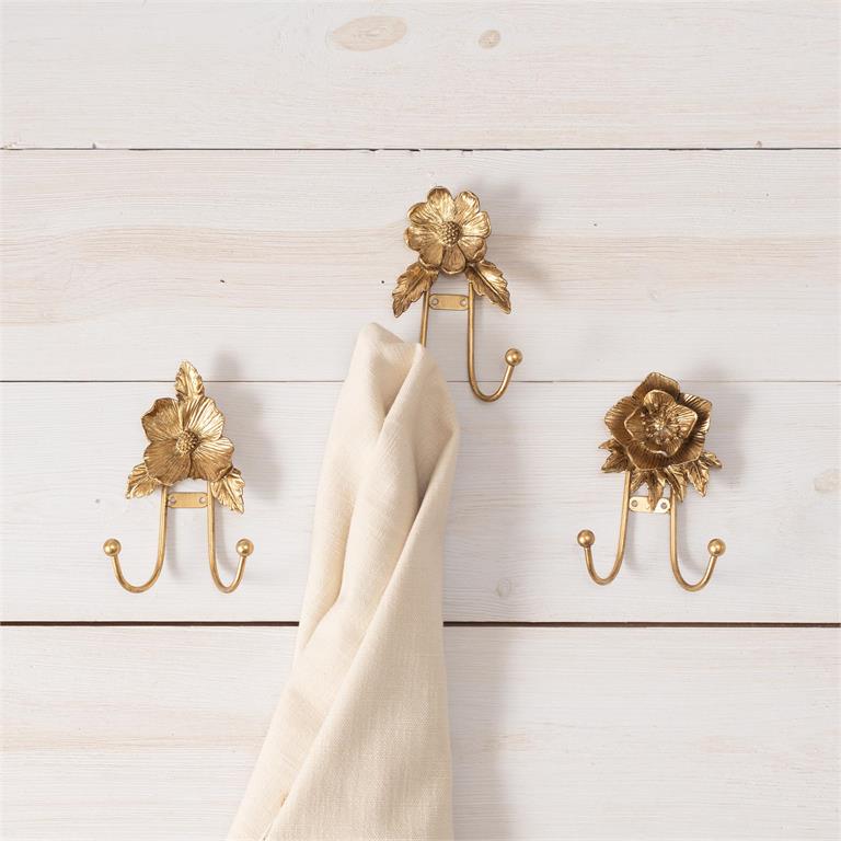 Gold Floral Hooks (S/3)