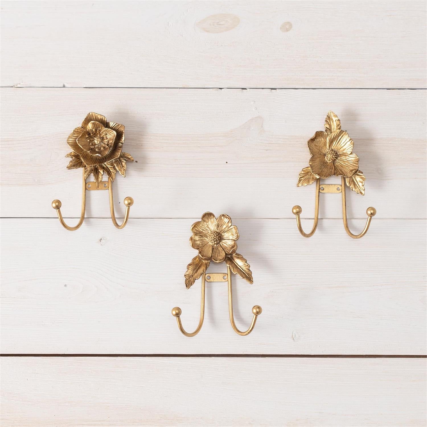 Gold Floral Hooks (S/3)