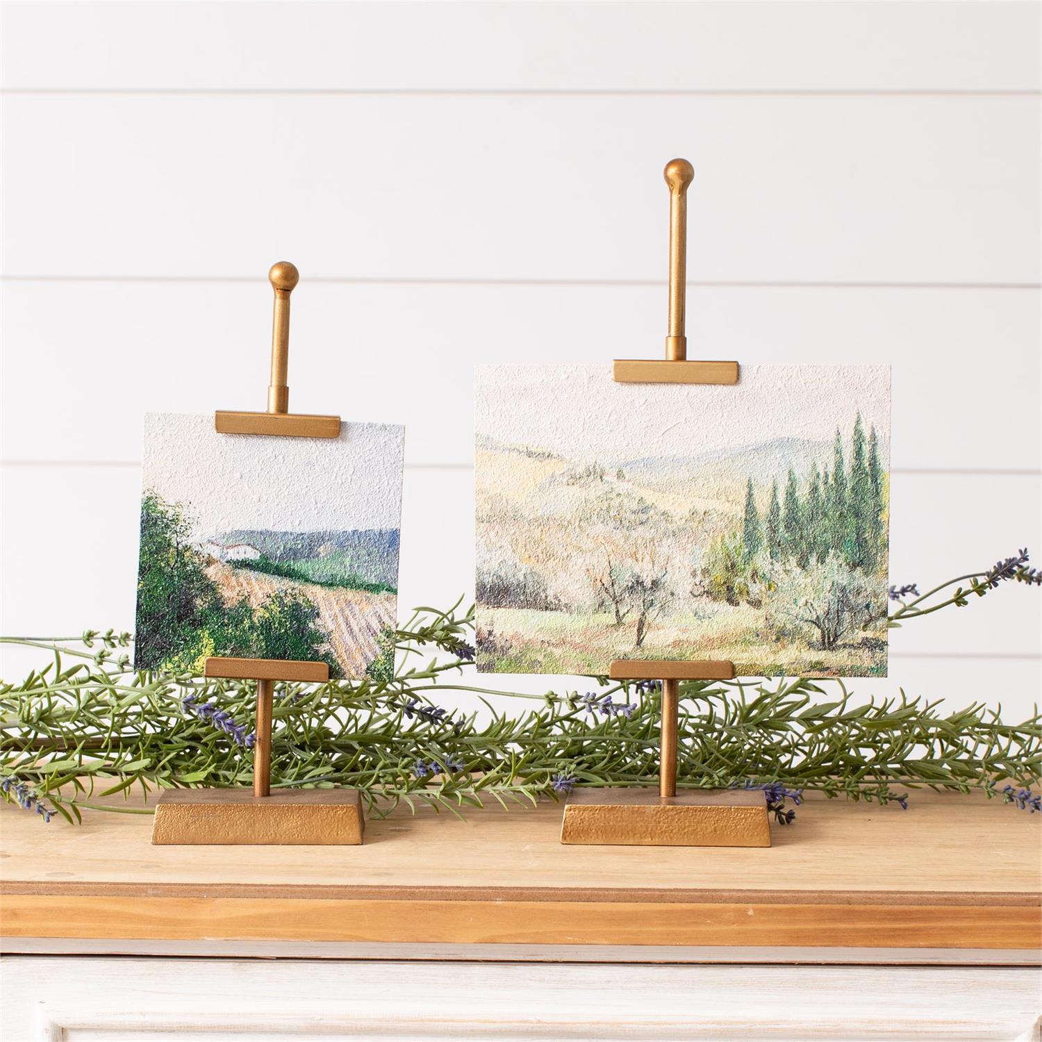 Gold Easel With Landscape Painting (S/2)