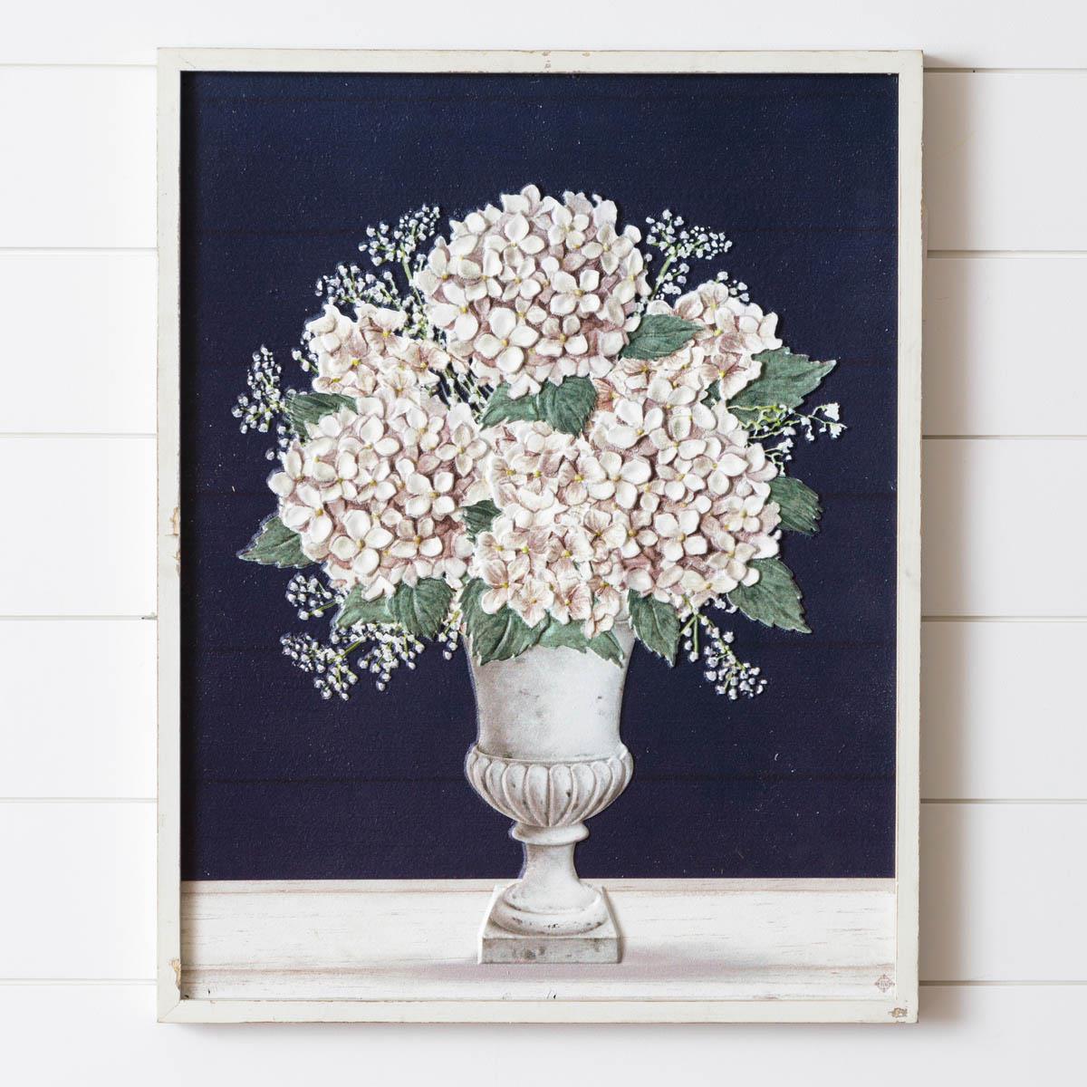 Carved Wood Hydrangea Wall Art