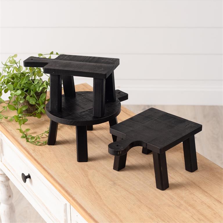 Mini Wood Risers, Black
