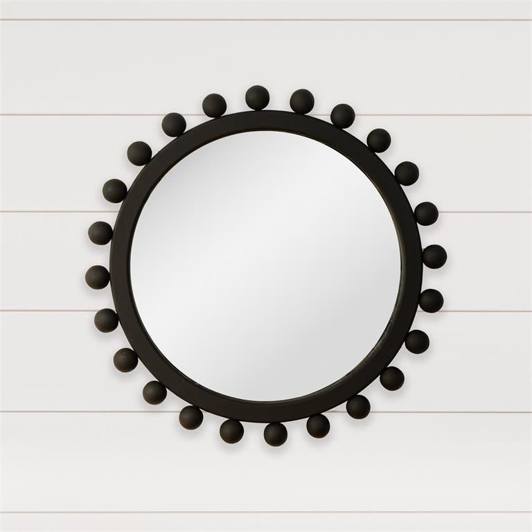 Mirror - Beaded Round, Black