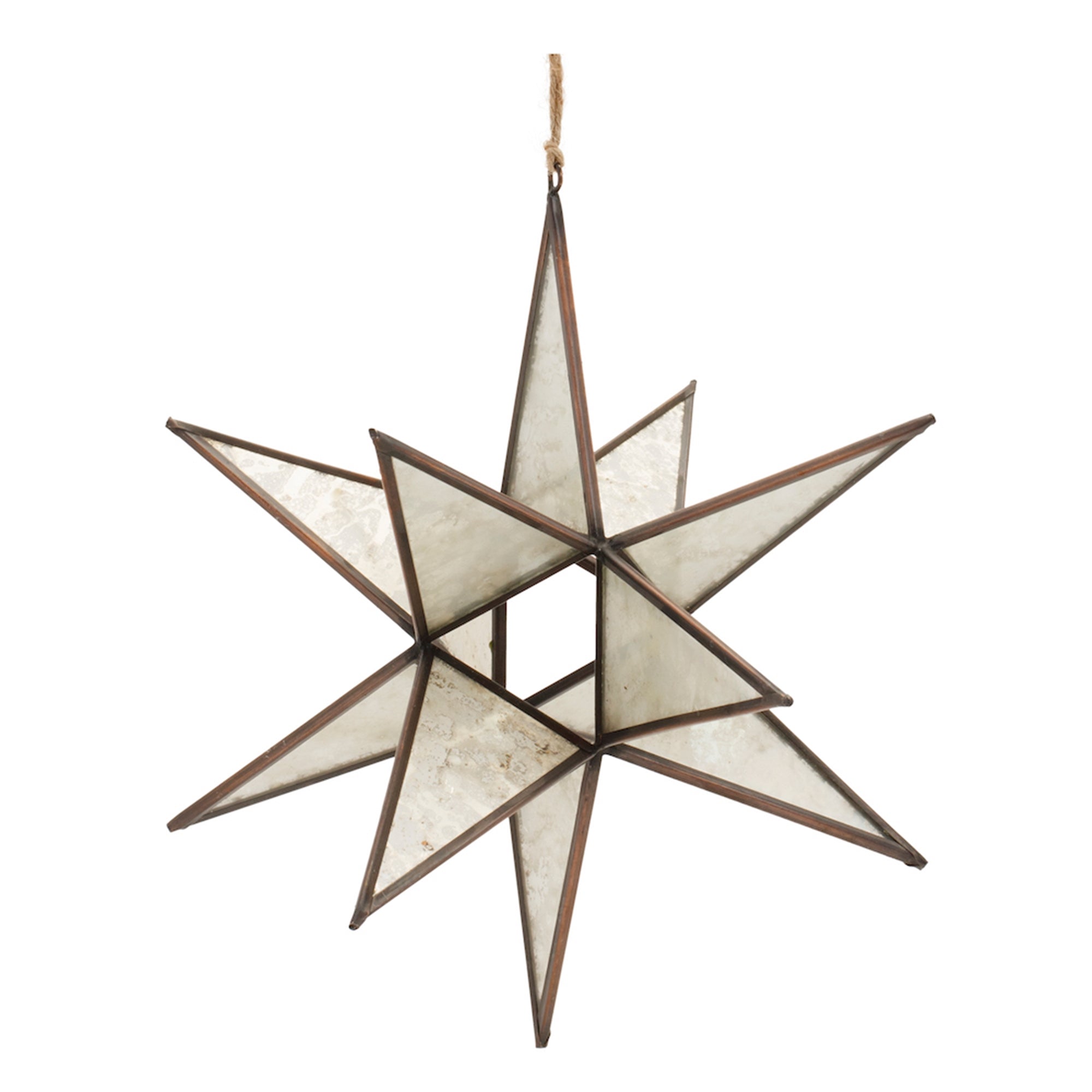 Brass Metal Moravian Star Ornament 7"H
