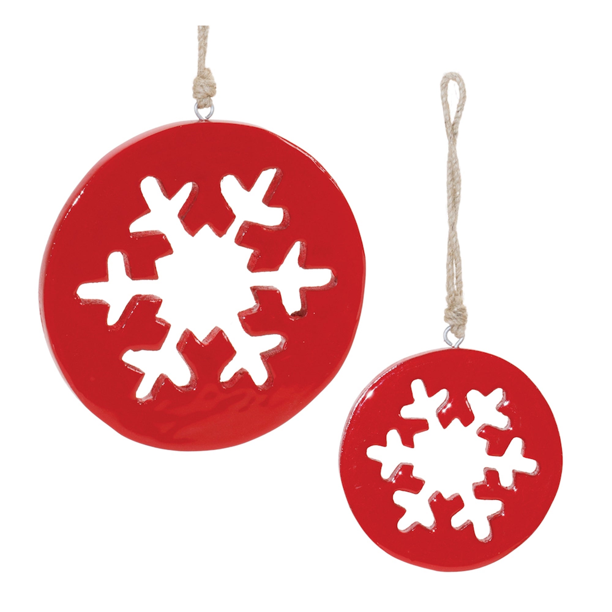Snowflake Cut-Out Ornament (Set of 2) 4.25"H, 6"H Wood