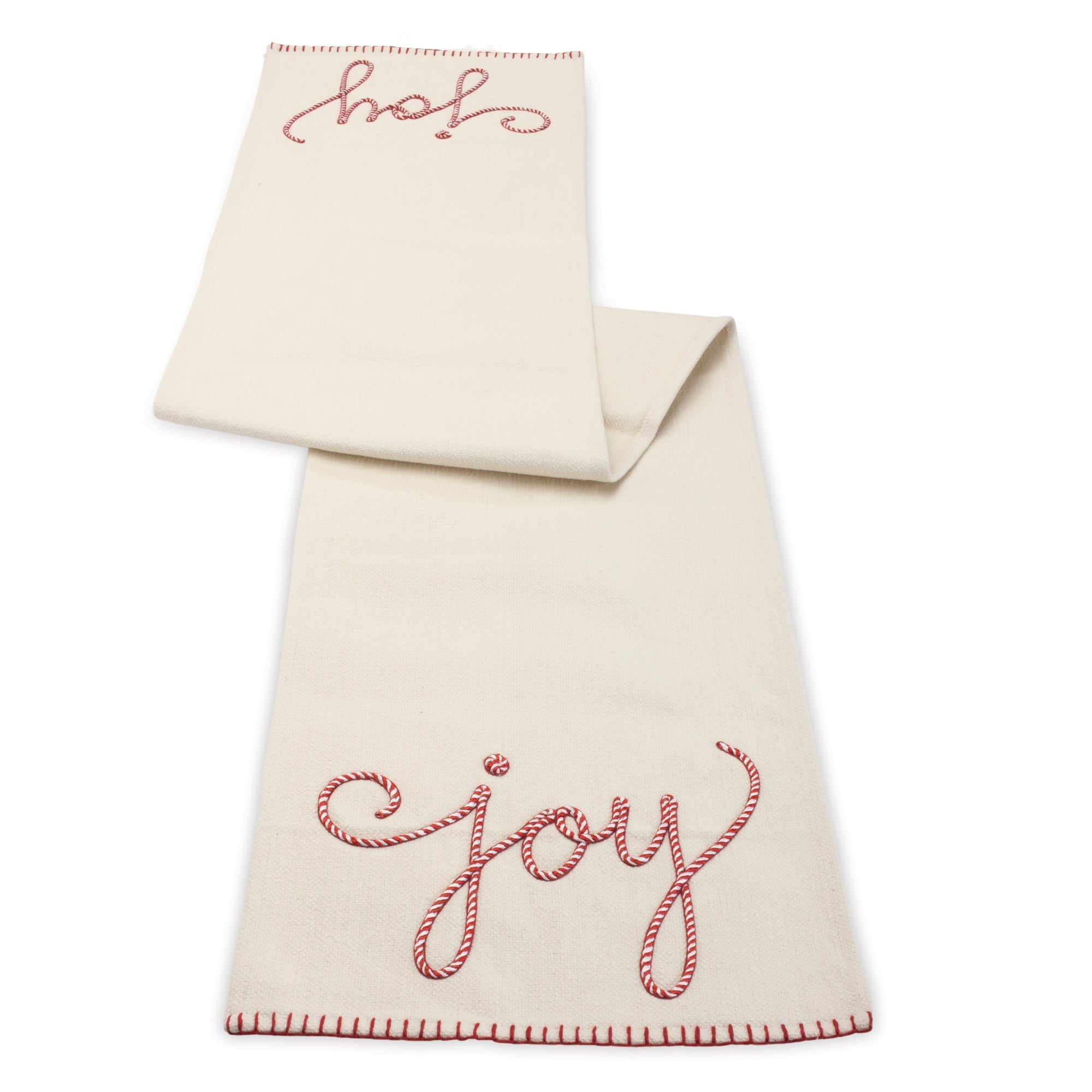 Embroidered Joy Holiday Table Runner 72"L