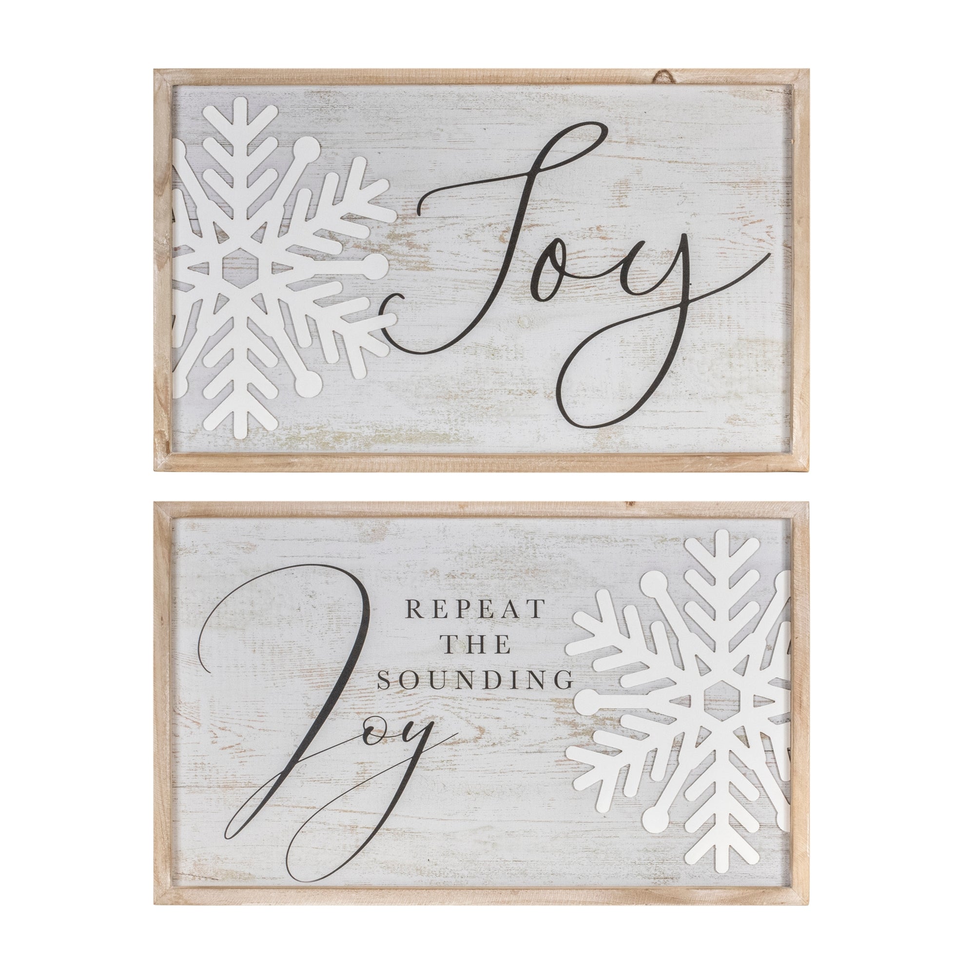 Wood Framed Joy Wall Plaque (Set of 2)