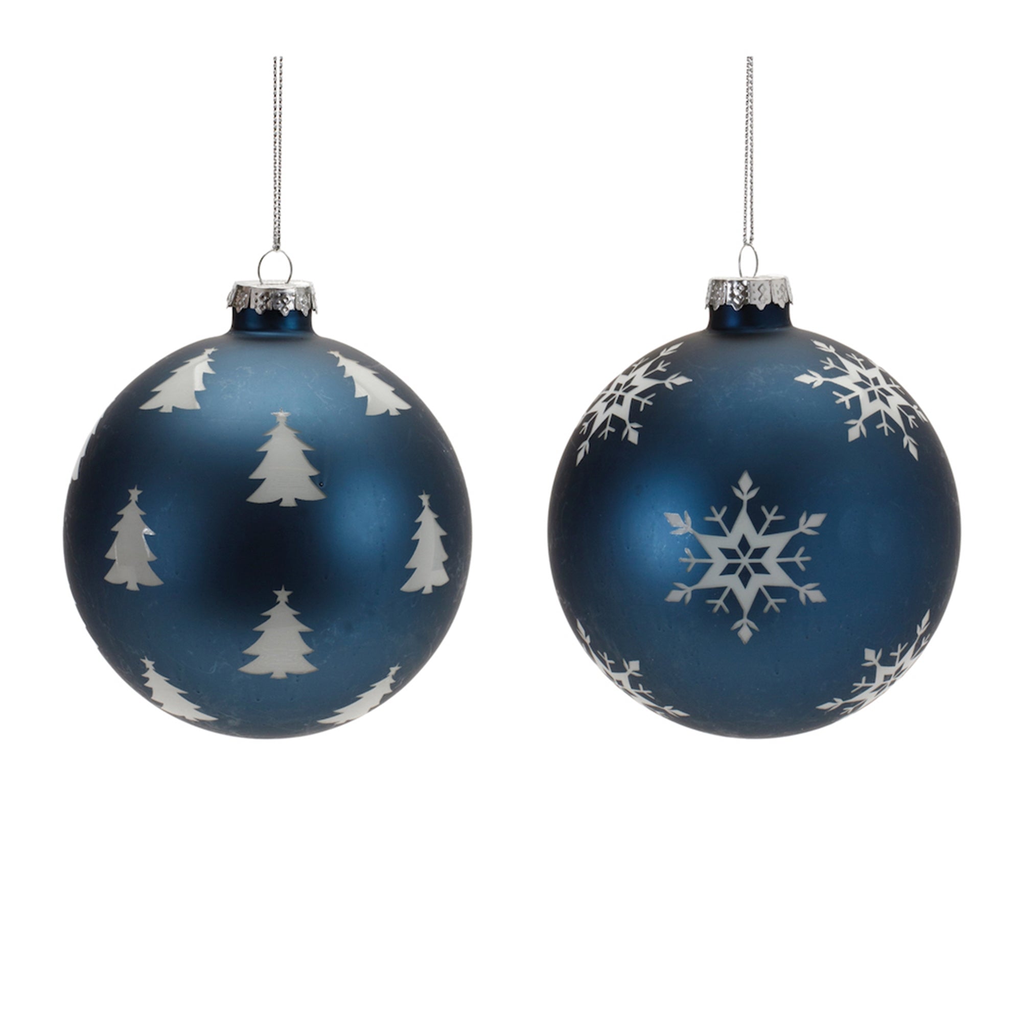 Frosted Navy Glass Ball Ornament (Set of 6)