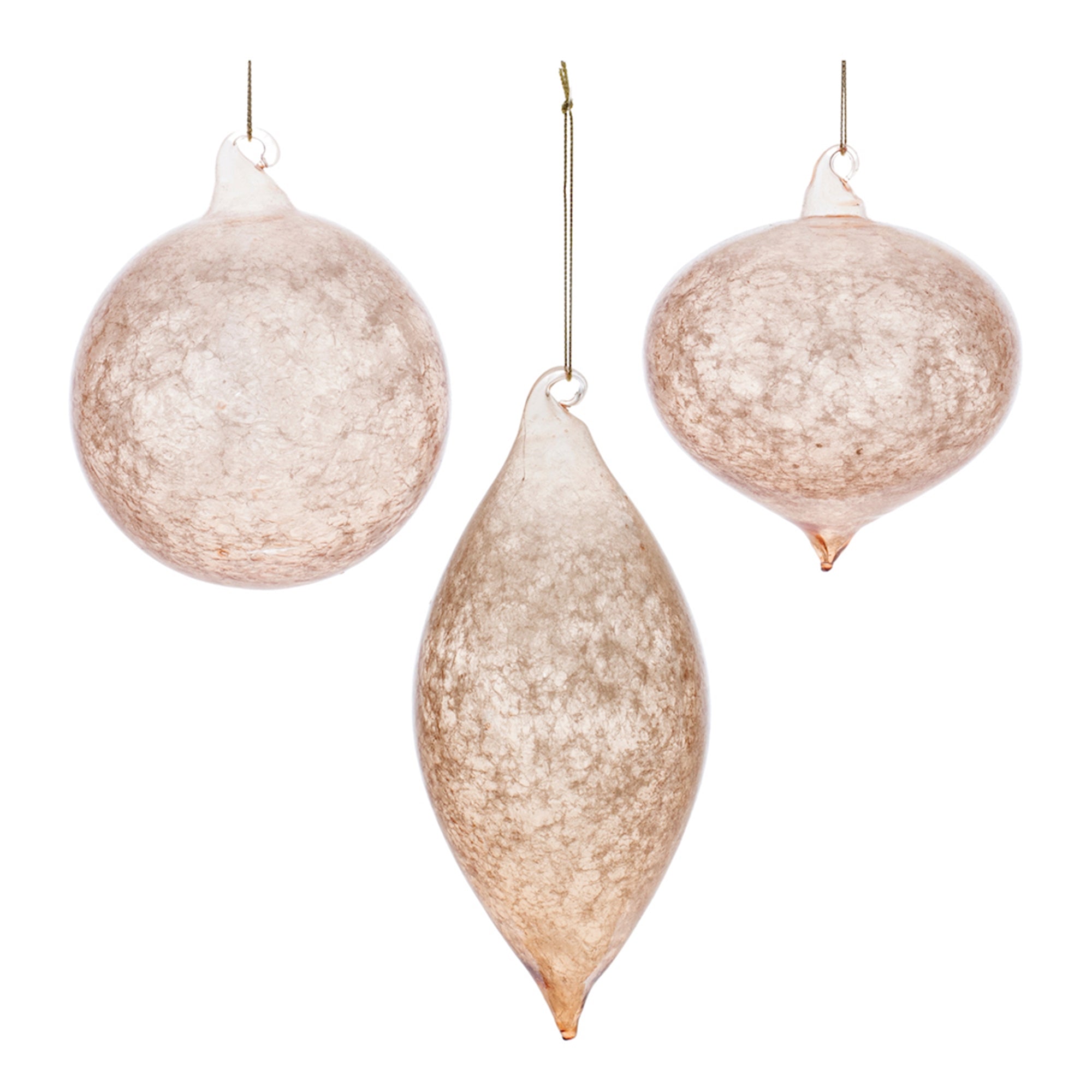 Crackled Swirl Glass Ornament (Set of 6)