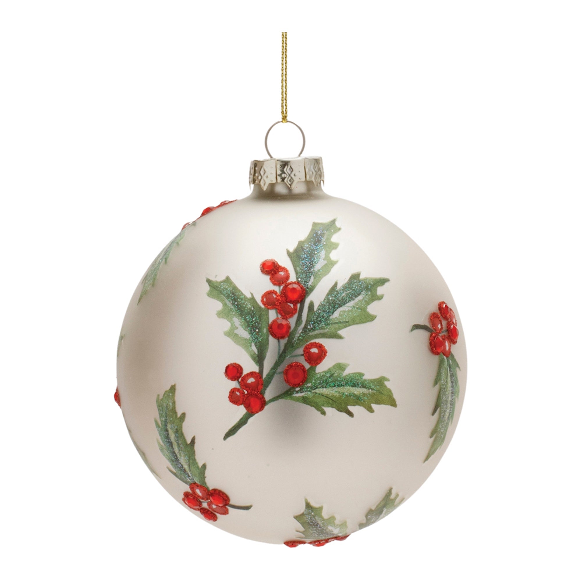 Holly Glass Ball Ornament (Set of 6)