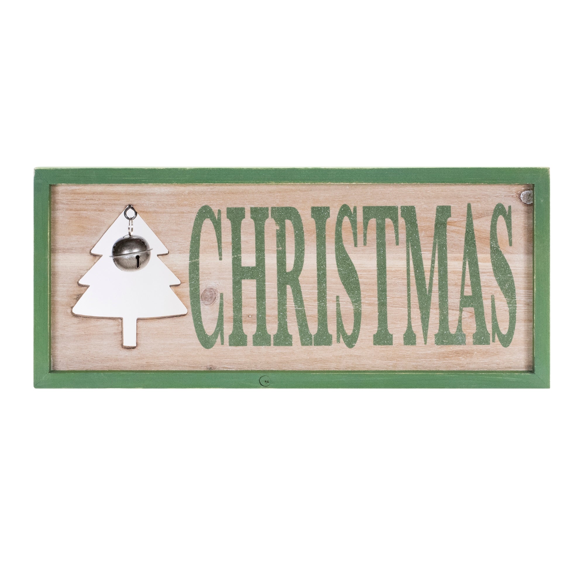Wood Framed Christmas Bell Sign 18"L