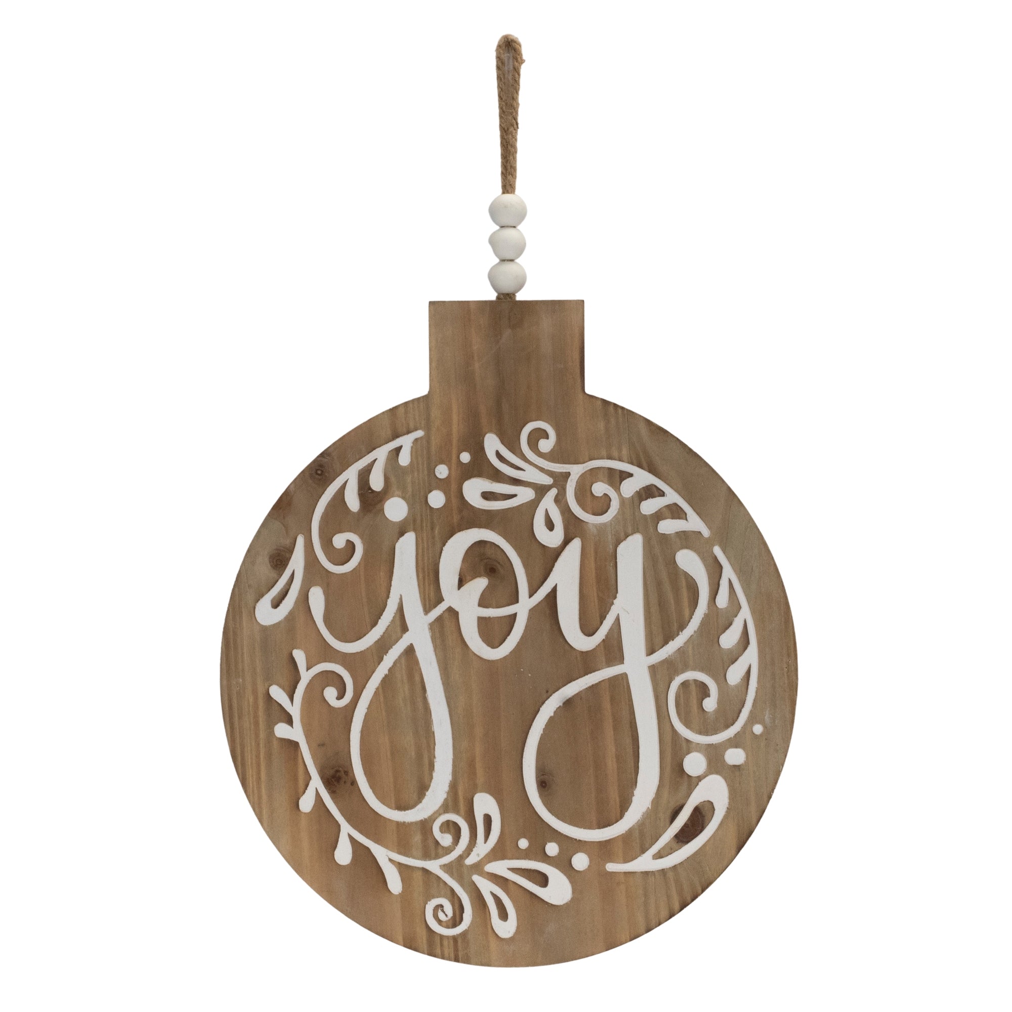 Wood Beaded Joy Ornament Sign