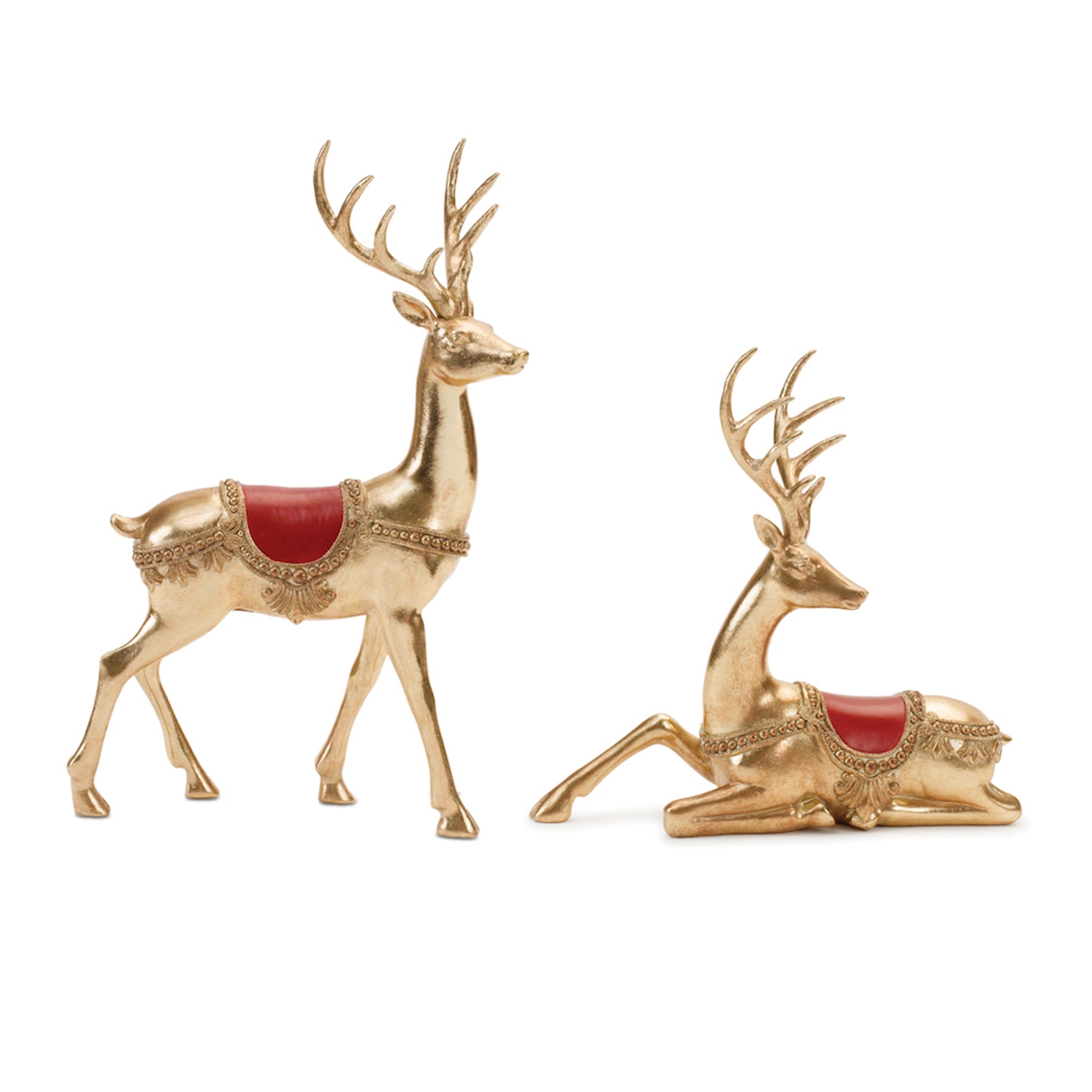 Gold Holiday Deer Figurine (Set of 2)