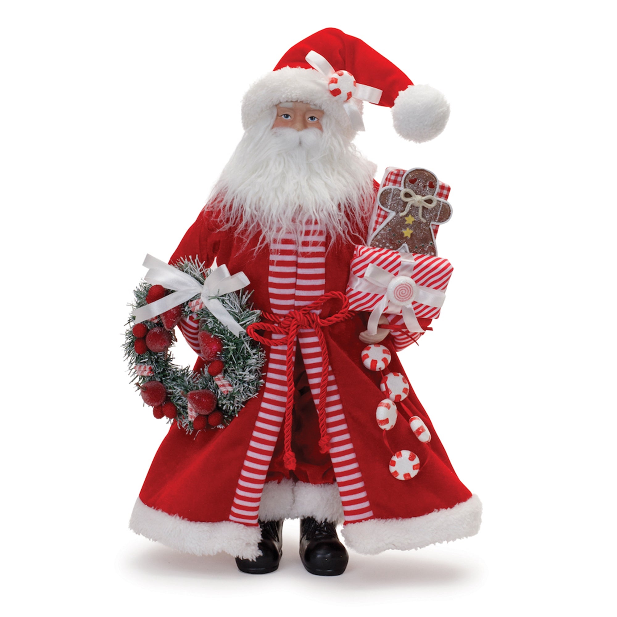 Peppermint Santa Character with Wreath 20"H