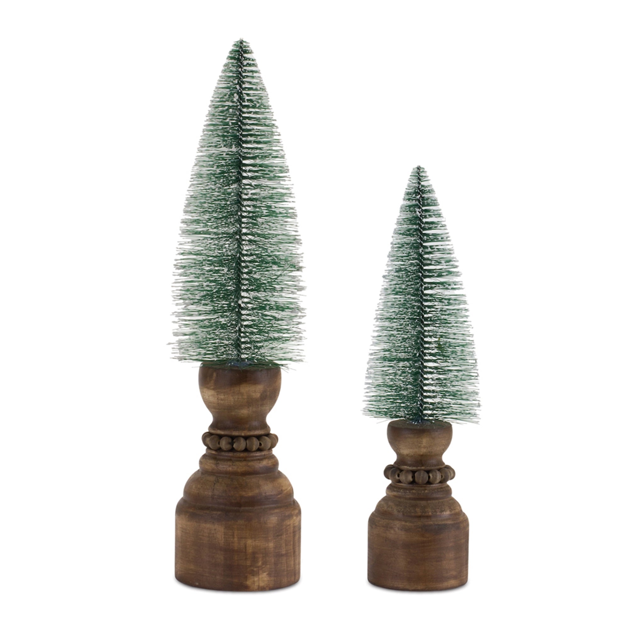 Mini Bottle Brush Tree on Pedestal (Set of 2)