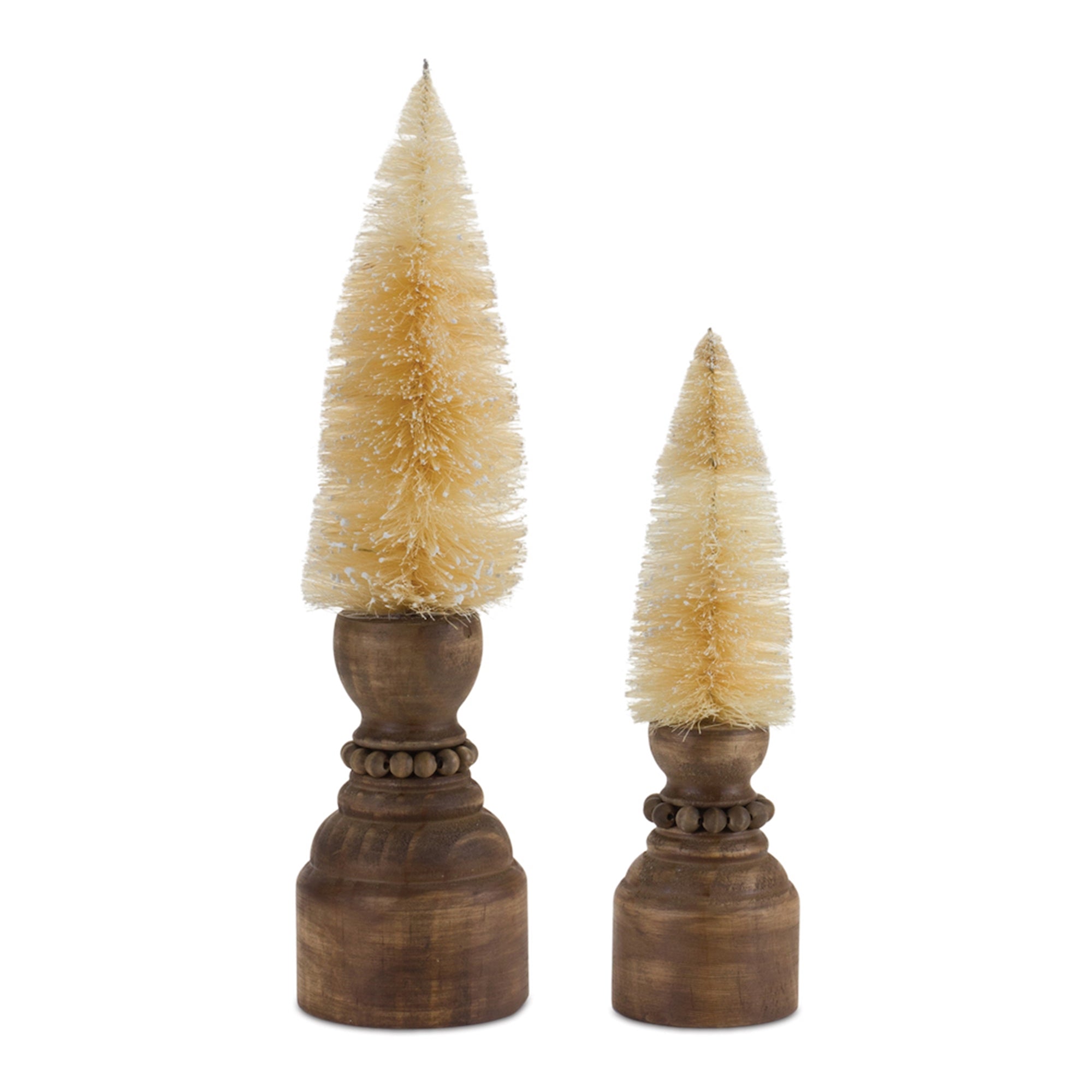 Mini Bottle Brush Tree on Pedestal (Set of 2)