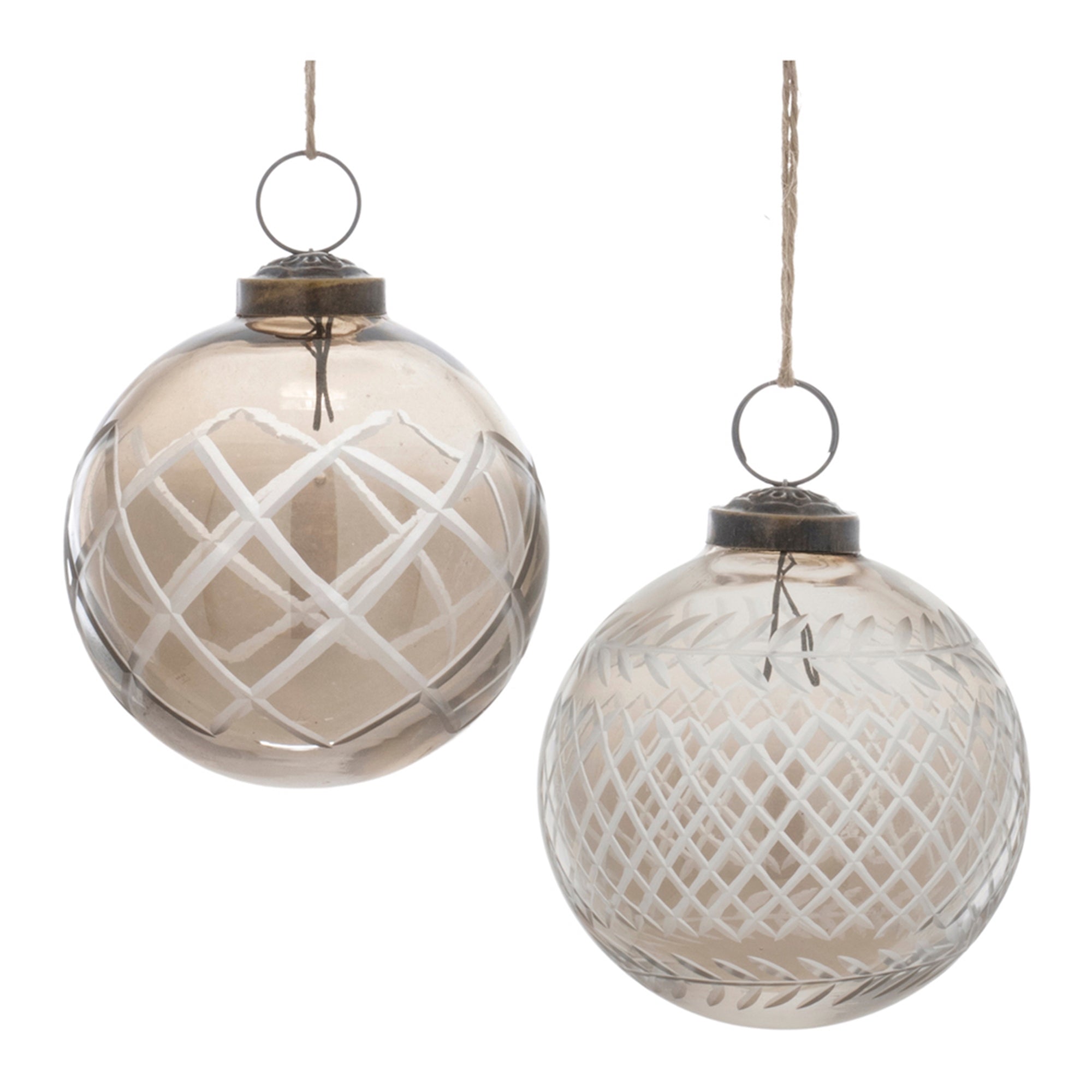 Etched Clear Glass Ball Ornament (Set of 6)