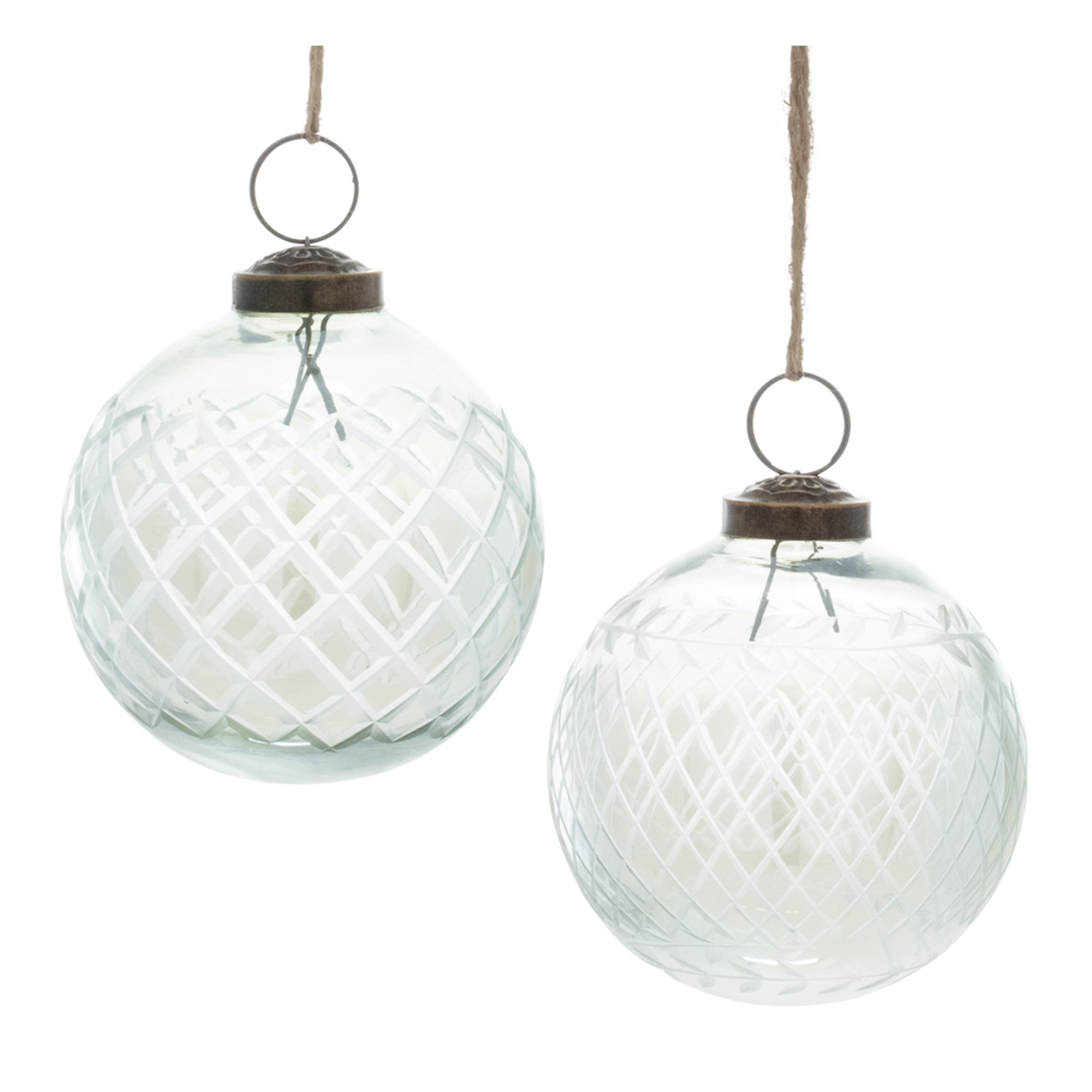 Etched Clear Glass Ball Ornament (Set of 6)