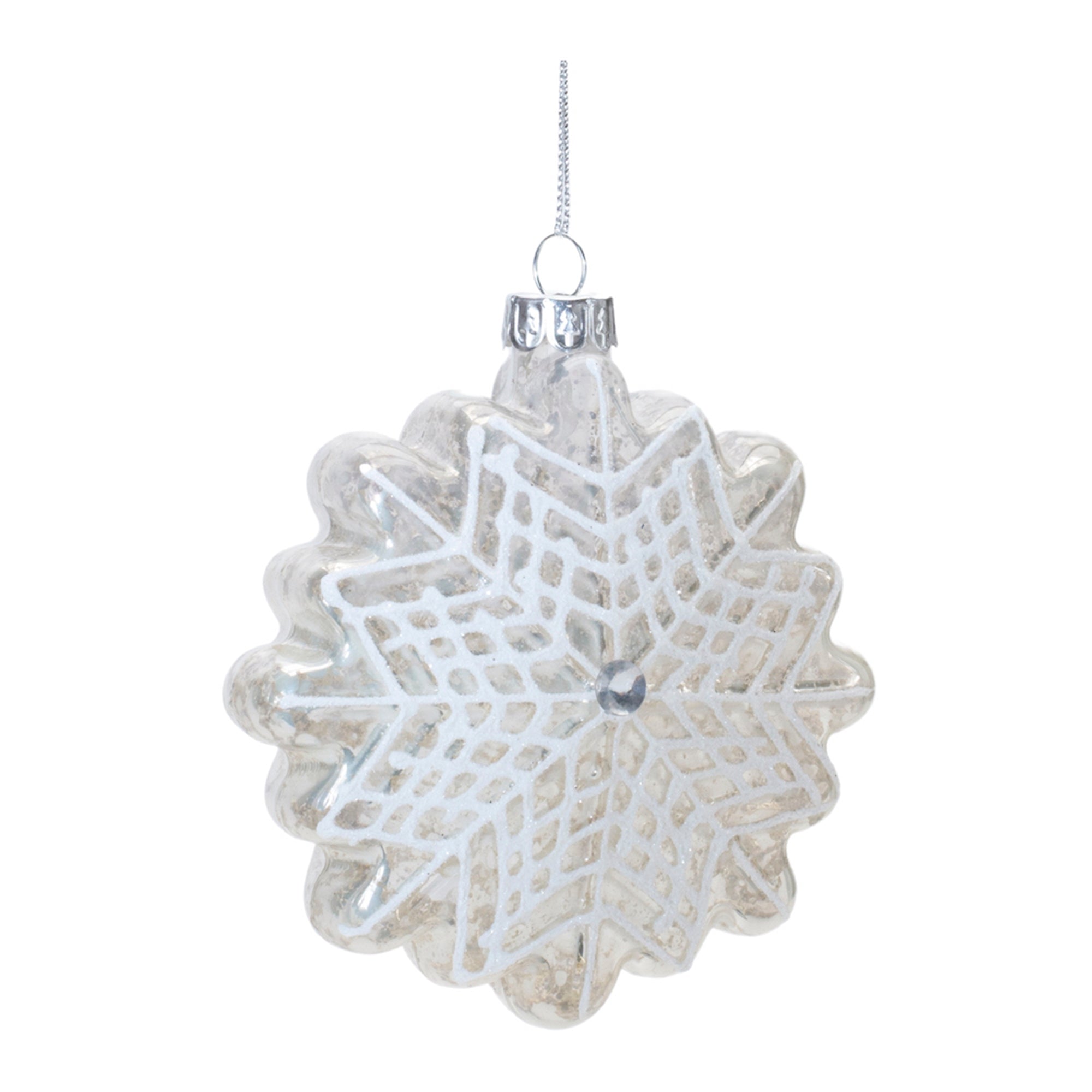 Glittered Glass Snowflake Ornament (Set of 12)