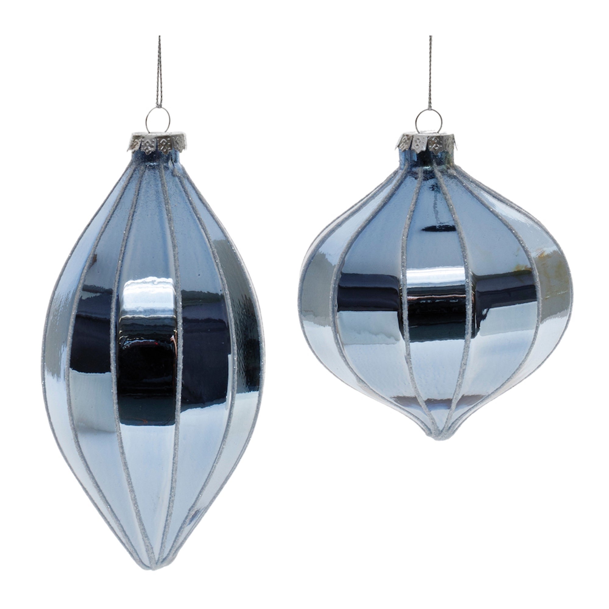 Metallic Ribbed Glass Ornament (Set of 6)