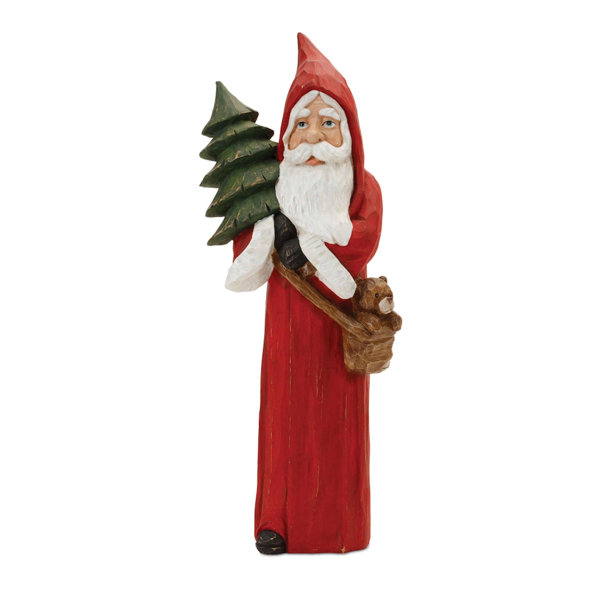 Woodland Santa with Pine Tree Statue 15"H
