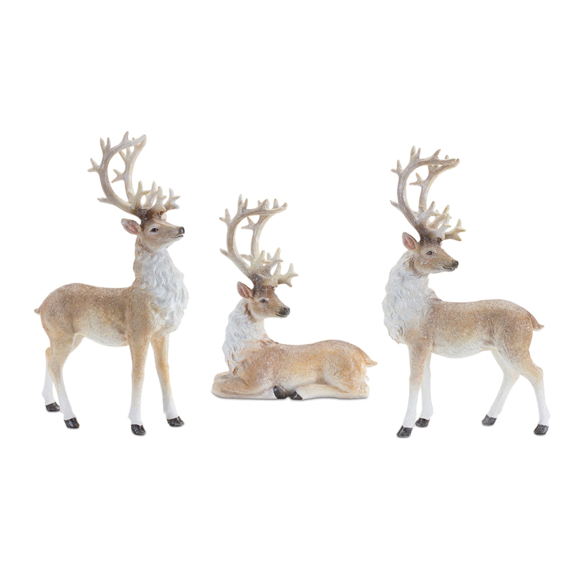 Glittered Holiday Deer Figurine (S/3)