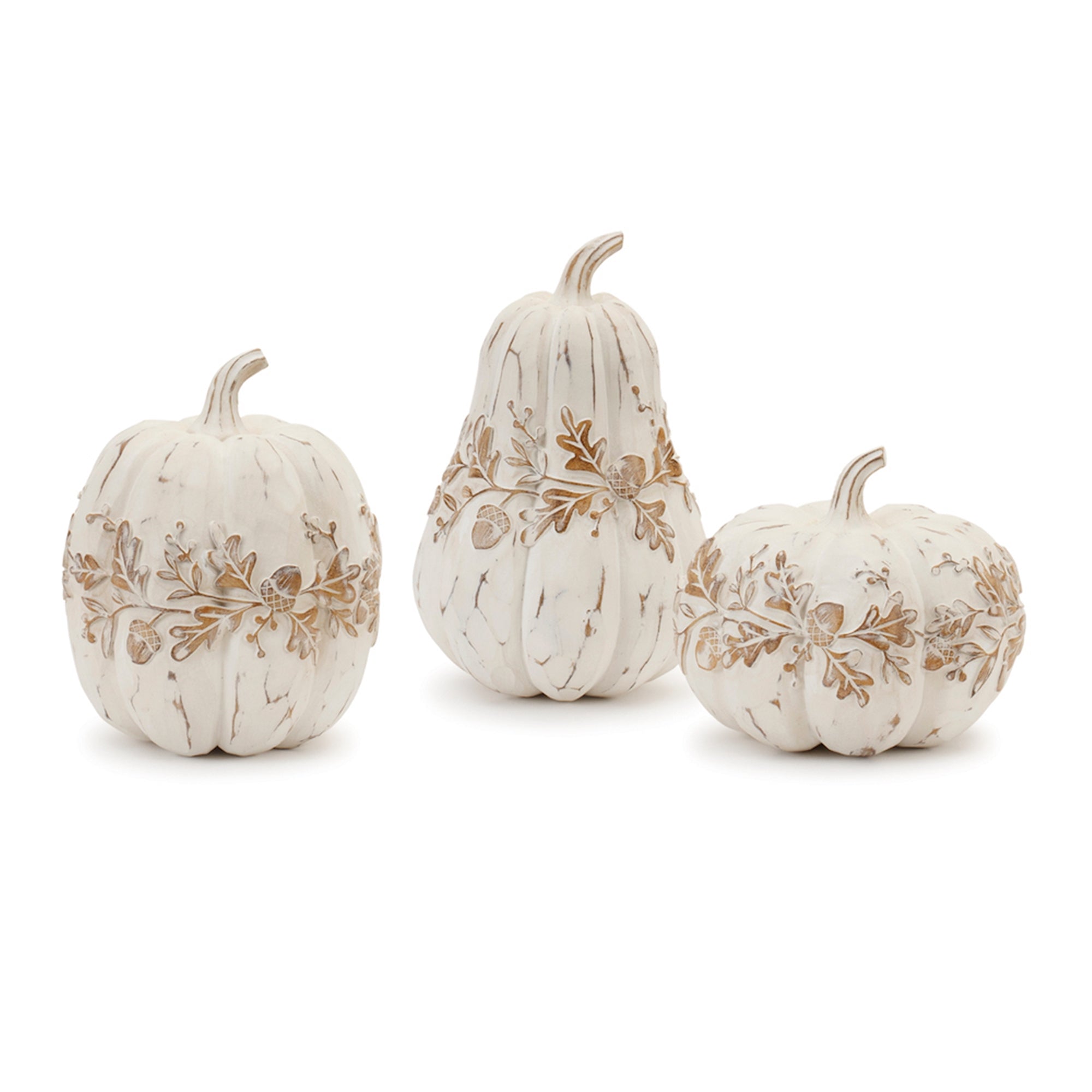 White Washed Harvest Pumpkin Décor (Set of 3)